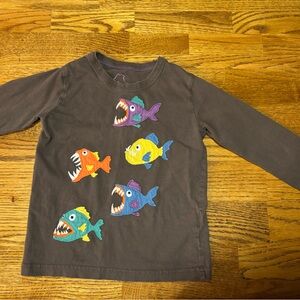 Mini Boden fish long sleeve shirt 3T